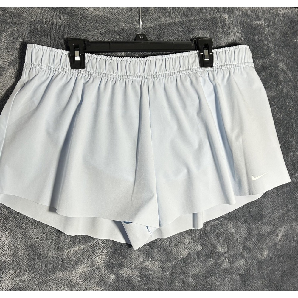 Nike Womens Size XL Light Blue Dri Fit Mid Rise 3" Brief Lined Athletic Shorts